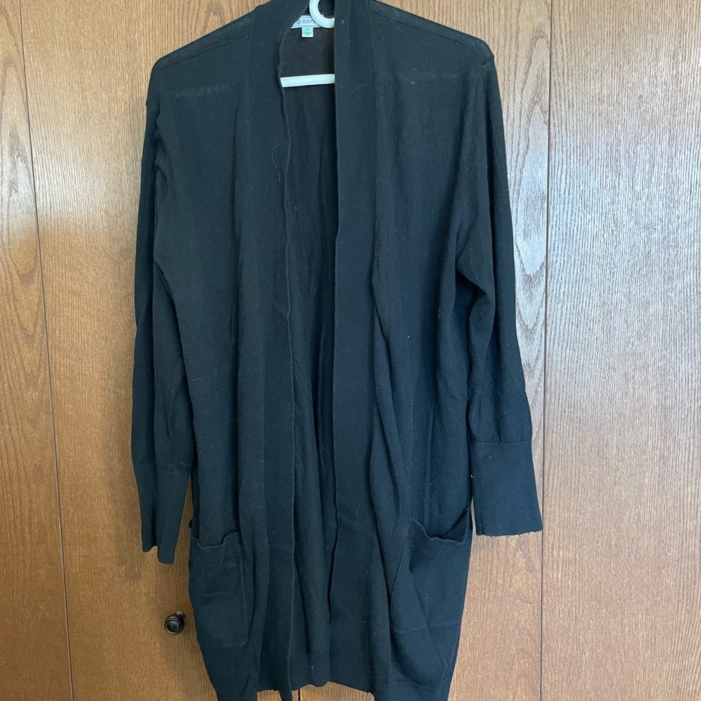 Women's Black Open Front Cardigan - Susima